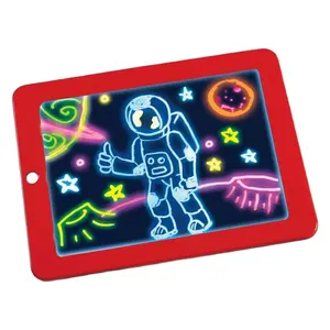 Tablet Grafiti Tablet Tulis LED Merah Lukisan Papan Sketsa Pad Ajaib Tablet Tulis PC Anak-anak Fluoresensi Mainan Meja Gambar Anak-anak