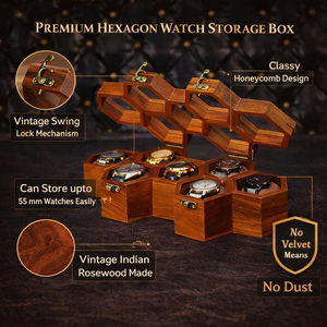 Scatola per <span class=keywords><strong>orologi</strong></span> in legno naturale <span class=keywords><strong>vintage</strong></span> a nido d'ape - Product Image 1