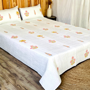 Wholesale Eco-Friendly Knitted Hand Block Printed 100% Cotton <b>Quilted</b> Bedspreads & Bedcover - Product Image 1