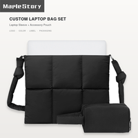 Ensemble de 2 housses matelassées pour ordinateur portable avec logo personnalisé pour femmes, 13, 14, 15,6, 16 pouces, sac à bandoulière rembourré pour ordinateur avec pochette OEM