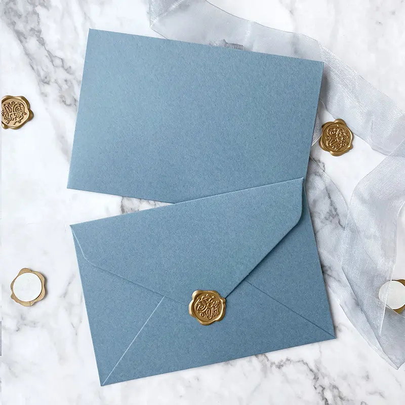 Recycled custom Simple White C6 C5 Wedding Invitation Paper luxury gift blue paper envelope packaging money gift envelopes