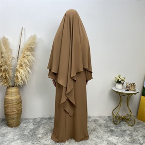 Eid Abaya <b>Set</b> 2 Pieces Khimar and Versatile Dress Women Abaya Suit 2231# +6673# Hot Sale Simplicity Solid Color 11 Colors Nida - Product Image 3