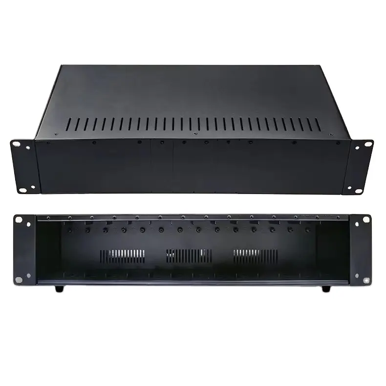 Hot Popular 2U 14 Ports 19 Inch Single Ethernet Fiber Media Converter Rack Mount Chassis