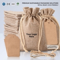 Vente en gros de pochettes en jute écologiques personnalisées avec logo, couleur naturelle, pour emballer des bijoux, des cadeaux, des objets, sac en chanvre à cordon, utilisation quotidienne