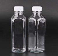 Bouteille d'eau minérale en plastique vide de 250 ml, 350 ml, 400 ml, 475 ml, 500 ml, bouteilles d'eau potable en PET, forme carrée, bouteille de boisson pour jus