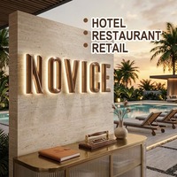Lettres rétroéclairées personnalisées, enseigne 3D à halo lumineux, acier inoxydable bronze, signalétique murale pour hôtel, restaurant, commerce de détail