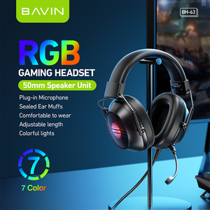 Bavin máy tính trò chơi máy nghe nhạc bh63 trên tai 7 màu RGB độ trễ thấp Tai nghe chơi <span class=keywords><strong>game</strong></span> với microphone - Product Image 2