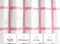 Rideau de douche numérique 2D à carreaux roses en EVA, plastique sûr, imperméable, opaque, bonne intimité, rideau de séparation pour salle de bain