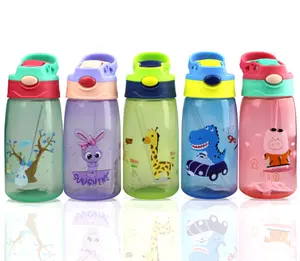 450 Ml Kinderen Flessen Water Met Pop-Up Stuiterende Up Flip Deksels Bpa Gratis Plastic Acryl Water Fles Dubbele muur Geïsoleerde Tumbler