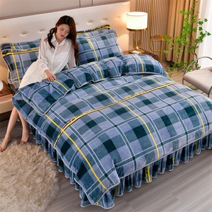 Juego de ropa de cama de cuatro piezas de terciopelo frágil de terciopelo de visón dorado de terciopelo grueso de alto gramo - Product Image 4