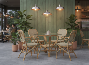 Elegante y Compacto Juego de Comedor de Mimbre de Ratán Estilo Asiático Jamaica, Muebles Cómodos para el Hogar, Apartamento, Hotel, Villa - Product Image 2