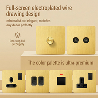 Interrupteur mural multifonctionnel européen/britannique en métal brossé doré avec prises USB Type-C pour hôtel et maison