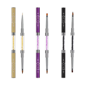 Pinceau professionnel double face en acrylique pour nail art, dessin 3D, liner, manche en métal en forme de cœur, outil de manucure, vente en gros - Product Image 3