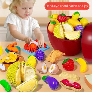 Jouets de <span class=keywords><strong>cuisine</strong></span> en plastique pour enfants, jeu de simulation de fruits et légumes pour filles de 3 à 6 ans, simulation de <span class=keywords><strong>cuisine</strong></span> avec boîte de rangement - Product Image 4