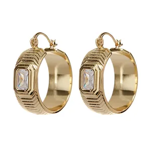 老敦INS风格新品纯银圈形耳环创意简约设计CZ钻石S925银圈形耳环