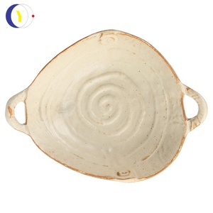 Creative Double Ear Ceramic Deep Dessert Plates Irregular Restaurant Club Salad <b>Soup</b> Plate Hotel Tableware - Product Image 5