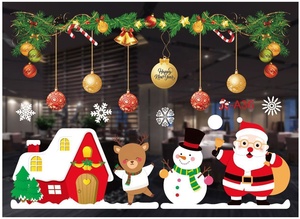 Calcomanías Navideñas de Reno de <span class=keywords><strong>Santa</strong></span> Claus, Artículos para Fiestas Navideñas con Copos de Nieve, Adhesivos Estáticos para Ventanas, Decoraciones Navideñas - Product Image 4