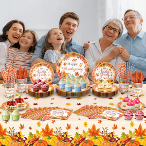 Kit de Vaisselle Jetable pour Fête de Thanksgiving, Décorations de Fête d'Automne, Vente Chaude - Product Image 4