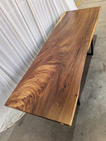 Plateau de table en bois massif de qualité supérieure, sur mesure, en bois de Raintree avec bord naturel, pour bureaux et meubles de salle à manger