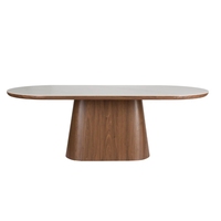 Tables ovales en bois au design moderne, très vendues, table à manger en MDF avec plateau en céramique