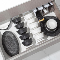 Ensemble de bols et assiettes haut de gamme en céramique noir et blanc de style japonais, export transfrontalier, assiettes à steak de style occidental