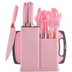 OEM & ODM 19-Piece Custom Kitchen Gadget Set <b>Silicone</b> Cooking Utensils with Wooden Handle and Cuttings Board - Product Image 1