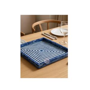 Plateau de service décoratif en bois au design Art Déco unique avec motifs floraux et fruités, ensemble multi-pièces pour la décoration de la maison, utilisation sur table/console - Product Image 4