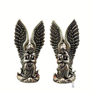 Statue d'ange vintage en laiton artisanal, figurine de gardien en métal électroplaqué pour la décoration intérieure et les objets de collection - Product Image 5