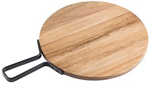 Planche à découper en bois en gros avec poignée en métal, planche à découper ronde en bois massif pour la cuisine - Product Image 5