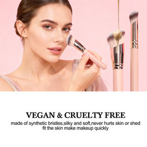 Ensemble de 3 pinceaux de maquillage professionnels en bois synthétique, en gros, en vrac, marque privée, rose, luxe, végan, personnalisé, pour fond de teint et anticernes - Product Image 6
