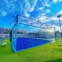 Pista de Pádel Profesional Clásica de 10x20m, Pista de Pádel Exterior de Buena Calidad con Césped Artificial para Tenis de Pádel