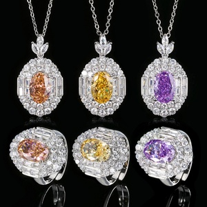 High Quality Eco-friendly Copper 8*12mm Purple Zircon <b>Ice</b> <b>Out</b> Purple Cubic Zirconia Jewelry Set for Women - Product Image 2