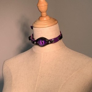 Collar Gótico Multicolor con Ojos de Demonio para Hombre y Mujer, Collar de Cuero Punk, Joyería - Product Image 4
