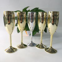 Verres à flûtes à champagne en plastique sans BPA de qualité alimentaire, incassables et réutilisables, couleur or et argent, pour fête de mariage