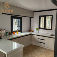 Casa Contenedor Expandible de Doble Ala, Villa de Jardín con Acabado de Madera, Cabaña para Invitados, Casa Móvil Modular Prefabricada de Instalación Rápida