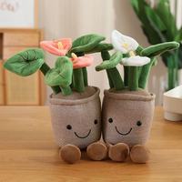 OEM Calla-Lilien-Plüschtier im Topf, individuelles Cartoon-Blumen-Stofftier, weiche Plüsch-Topf-Dekoration für Heimdekoration und Geschenk