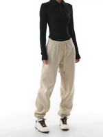 Polar ve kalınlaşmış İpli ayak bileği uzunlukta sweatpants casual spor pantolon sıcak ve kırışıklık dayanıklı 2025 yeni stil