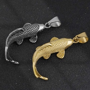 Collier Pendentif Koi en Acier Inoxydable avec Breloque Sirène Dansante, Bijou de Mode Porte-Bonheur - Product Image 2