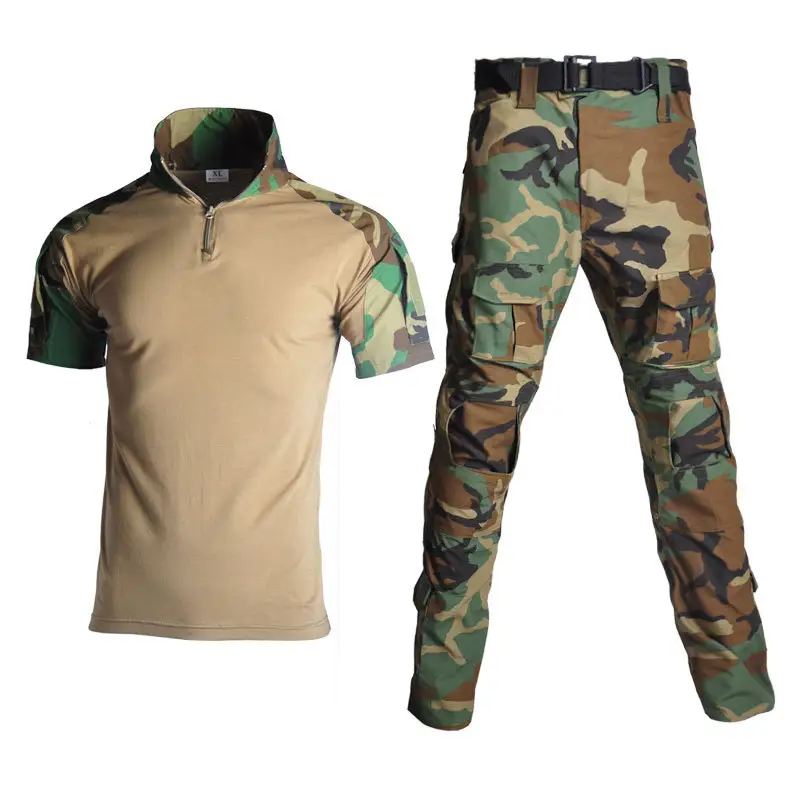 Manufacturers wholesale outdoor frog wear short sleeve unisex CS field breathable wear half sleeve camouflage training clothing