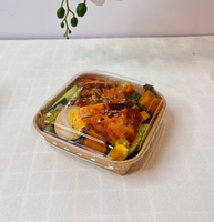 Boîtes alimentaires carrées en papier biodégradables écologiques avec couvercles, contenants à lunch jetables en kraft personnalisables pour la vente à emporter