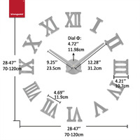 Jam Dinding 3D DIY dengan Lapisan Gloss, Angka Romawi Hitam, Tanpa Bingkai, Mesin Quartz Senyap untuk Dekorasi Ruang Tamu, Kantor, dan Hadiah