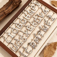Tarnish Free Trendy Waterproof Jewelry 26 English Letters A-Z Stainless Steel Alphabet Charms Initial Bubble Name Letter Pendant