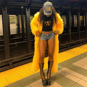 Autunno inverno nuovi cappotti lunghi in pelliccia da <span class=keywords><strong>donna</strong></span> Y2k Streetwear <span class=keywords><strong>giallo</strong></span> irregolare <span class=keywords><strong>cappotto</strong></span> lungo stile - Product Image 6