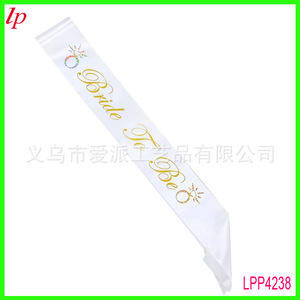 Écharpe de mariée en satin avec impression dorée, accessoire de mariage pour fête nuptiale LPP4238 - Product Image 1