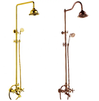 Kangrun Ensemble de douche à poignée unique en laiton doré et mitigeur de douche et douche de salle de bain