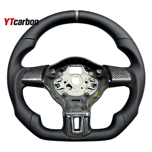 YTcarbon pour <span class=keywords><strong>Caddy</strong></span> Box <span class=keywords><strong>Van</strong></span> pièces automobiles accessoires intérieurs de voiture volant à fond plat en cuir personnalisé - Product Image 2