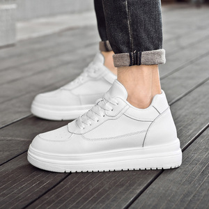 White <b>Height</b> <b>Increasing</b> Sneakers Lace Up Platform Walking <b>Shoes</b> Breathable Casual Footwear for Men - Product Image 3