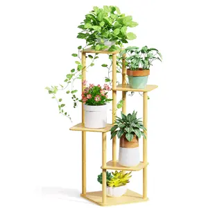 Combohome Design Sólido De Madeira De Bambu Flor Suporte Multi-camada Planta Rack Prateleira Varanda Interior Para A Sala De Estar E Jardim