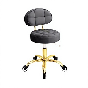 Silla de Salón Dorada de Alta Calidad con Ruedas, Silla Multifuncional de Belleza y Peluquería para Spa y Salón de Belleza - Product Image 1