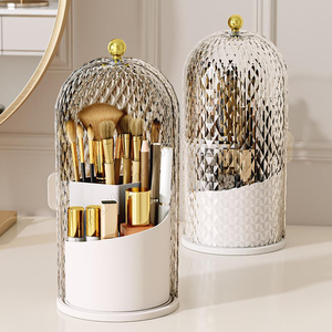Wholesale Hot Sale Rotatable Make up Organizer Desktop Cosmetics Storage <b>Box</b> for Women Vanity Bathroom Countertop - Product Image 1